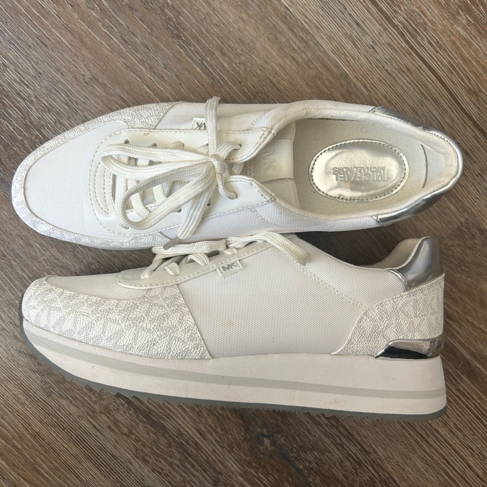 Michael Kors White and Silver Women's Sneakers